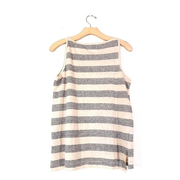 NEW Madewell 100% Linen Modern Stripe Tank Top Natural Gray Stripe Women XS Boho - Picture 5 of 7